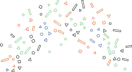 Geometric Shapes colorful outline design on white background