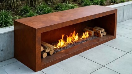 Installation diagram of long slot fireplace