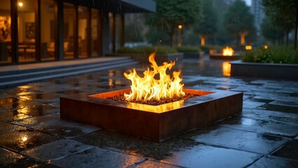 Square shaped waterfront fire pit map