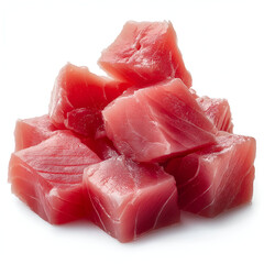 Fresh and vibrant cubes of raw tuna ready for sushi preparation or gourmet dishes.