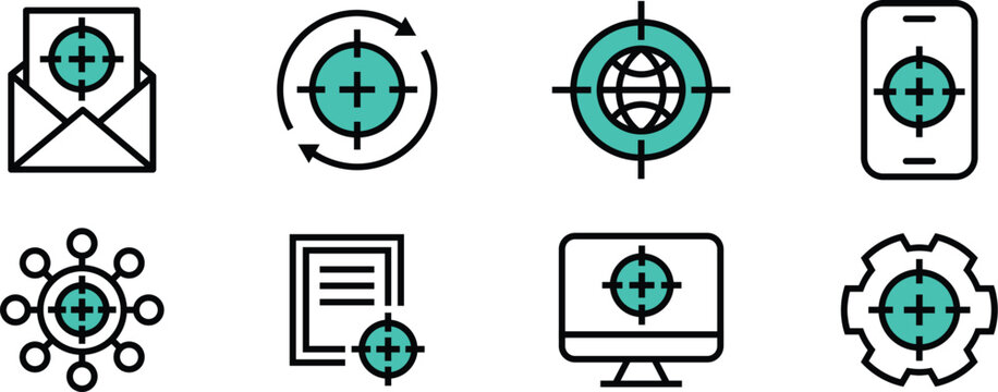 Icon Collection Pack sights, radar, viewfinder, target, gunpoint, crossfire for Websites, App UI, and Creative Digital Asset