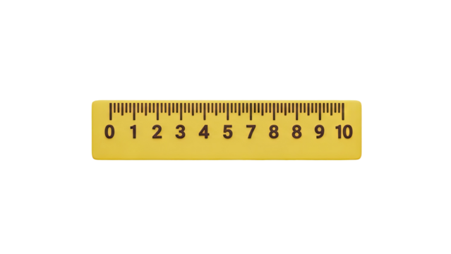 3D Yellow ruler with metric markings from 0 to 10 on transparent background - Powered by Adobe