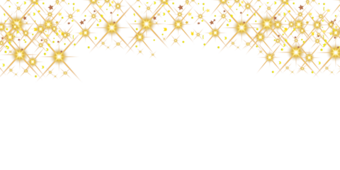 Golden Stars Falling on transparent Background 