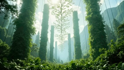 Emerald Rainforest, towering giant tree illusion