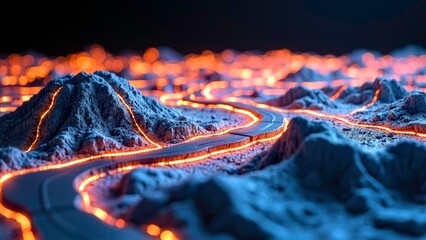 Flame pattern winding landforms with unique scenery