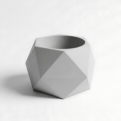 Modern Geometric Gray Concrete Pot for Plants and Succulents, Minimalist Home Decor Accent