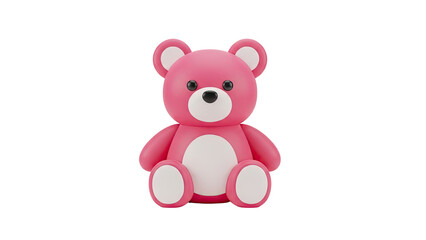 Obraz premium 3D Cute Pink Teddy Bear on transparent background