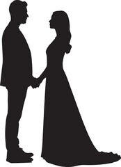 Couple Holding Hands Silhouette, Love Relationship Symbol
