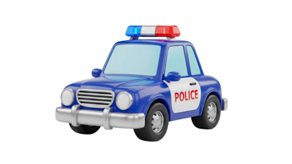 3D Cartoon Police Car on transparent background
