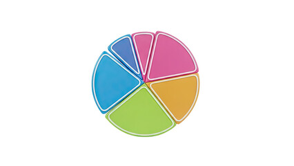 3D Colorful Pie Chart Icon on transparent background