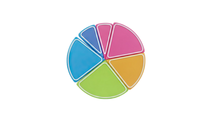3D Colorful Pie Chart Icon on transparent background