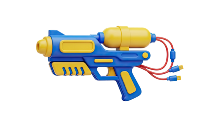 3D Toy water gun with USB connectors on transparent background