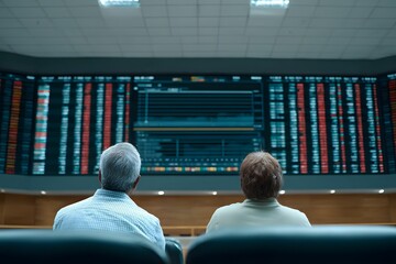 Documentary photograph showcasing the risks of investing in emerging markets, a bustling cityscape with fluctuating stock prices displayed on large screens, stressed investors in foreground,
