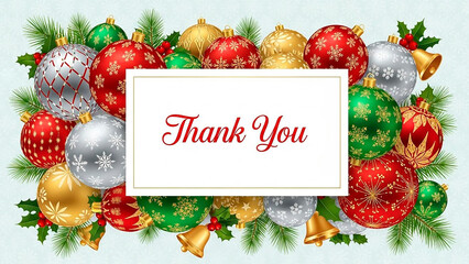 Thank you message on festive christmas holiday background