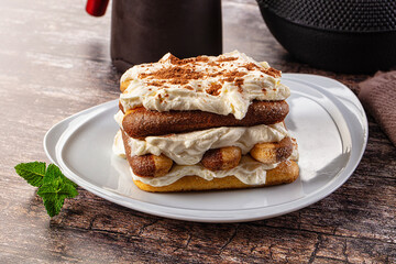 Delicous Tiramisu cake with cream