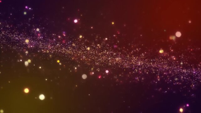 A vibrant display of colorful lights and particles floating in a dark space