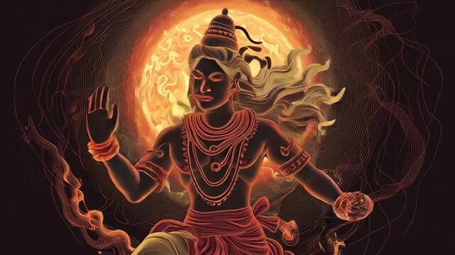 Divine dancer amidst a fiery halo