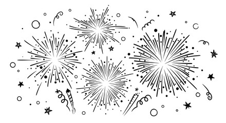 Hand-drawn Fireworks Illustration for Celebrations and Festive Events.