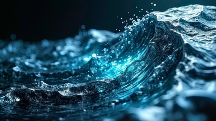 Blue Wave Sparkling Star Gorgeous Abstract Scene