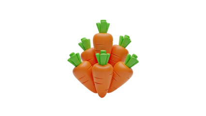 3D Cute cartoon carrots transparent background