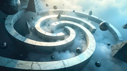 Abstract technological images of snail machinery aerial scenery