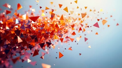 Red fragments gather in a dreamy abstract scene