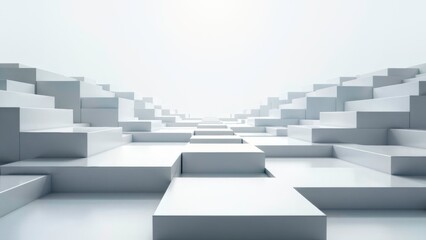 Light gray geometric block array art scene