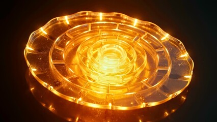 Golden flame disc-shaped luminous art image