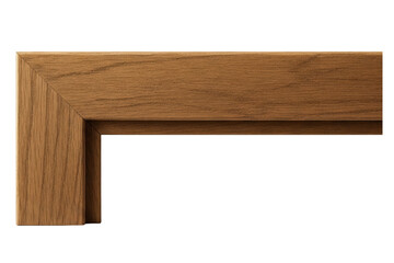 Wooden door frame corner section with natural brown timber texture on a transparent background