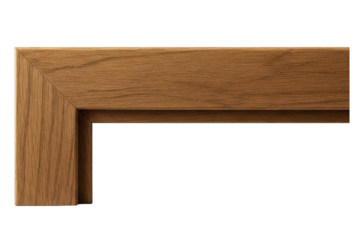 Wooden door frame corner section with natural brown timber texture on a transparent background