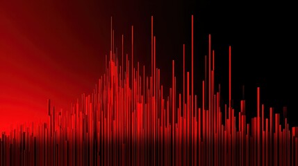 Abstract Red Geometric Line Background With Gradient And Dark Contrast Vertical Lines Creating A Modern Futuristic Or Tech Impression Against Black Backdrop