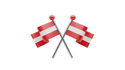 3D Austria Flags Crossed on transparent background