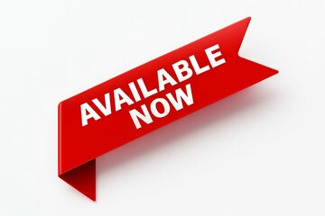 Available now red ribbon banner