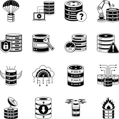 Collection of Database Doodle Style Illustrations

