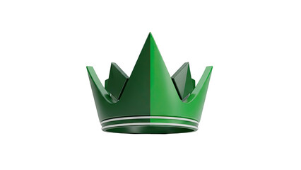 3D Modern green crown with sharp geometric points on transparent background