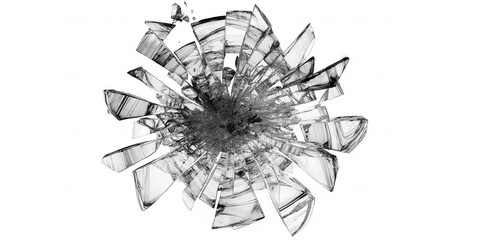 Cracked glass texture with broken shattered pattern isolated on transparent background, abstract damage and impact effect for overlays, dramatic design, destruction concepts and visual compositions