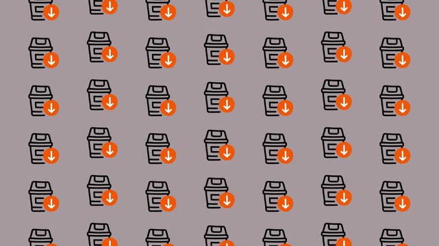 Recycling Bin Icon Pattern with Fire Symbol.