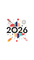 Obraz premium Vibrant 2026 New Year Celebration with Fireworks and Confetti in City