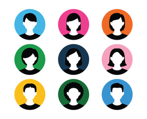 Fototapeta premium Set of colorful flat design avatar icons featuring diverse male and female profiles in circles