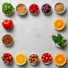 Clean Eating and Healthy Diet Flat Lay Composition