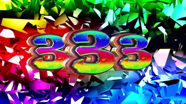 Triple Number three 3D text loop animation
