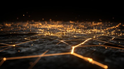 Futuristic Network Connection Abstract with Glowing Lines and Data Points