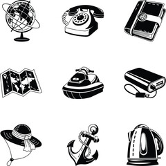 Set of Travel Essentials Doodle Style Illustrations 
