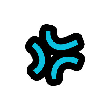 A stylized graphic symbol representing anger or frustration, with a black outline and bright blue fill.
