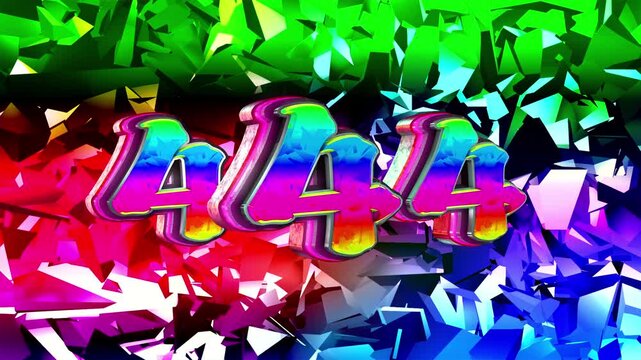 Triple Number four 3D text loop animation