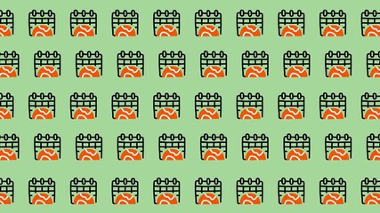 Pattern of Calendar Icons on a Green Background.