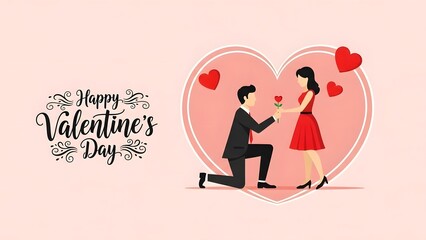Valentine s day proposal illustration with heartfelt moment