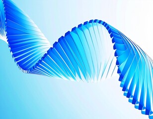 Abstract glass spiral twist with white and blue gradient on 3d background. Render swirl of translucent square plate shapes, vortex flow layer effect. Futuristic technology, data array. 3D illustration