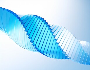 Abstract glass spiral twist with white and blue gradient on 3d background. Render swirl of translucent square plate shapes, vortex flow layer effect. Futuristic technology, data array. 3D illustration