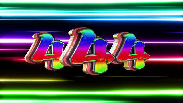 Triple Number four 3D text loop animation